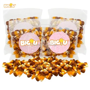 Factory Wholesale Customized Halal Milk Corn Shape Halloween Chewy Gummy Candy Sweets