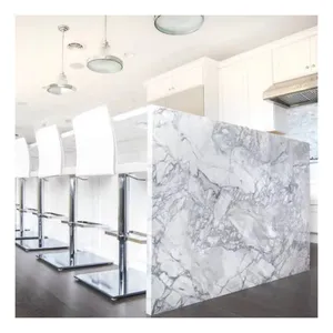 ออสเตรเลียใหม่ครัวหินด้วยการออกแบบธรรมชาติ quartzite สีเทาเงินสีขาว calacatta marble benchtop