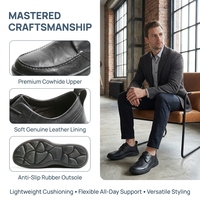 Chaussures en cuir décontractées et professionnelles pour hommes, légères, à lacets, en cuir véritable grain litchi noir, avec logo personnalisé OEM, vente en gros