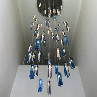 Éclairage intérieur moderne personnalisé pour villa, hôtel, restaurant, salon, lampe en cristal, brique transparente, escalier, hauteur réglable