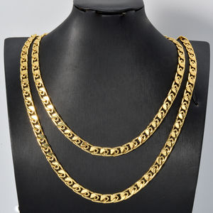 Collar de Cadena de Eslabones de Latón Chapado en Oro de 18K, 750, Estilo Italiano de Lujo, Moderno, Unisex, para Aniversario - Product Image 1