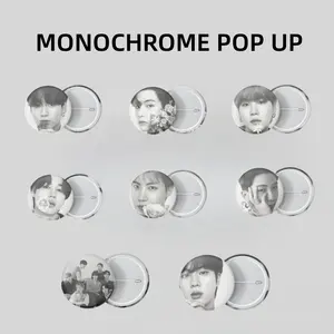 Kpop Idol Group Bangtan Boys MONOCHROME POP UP Button Pin Badge