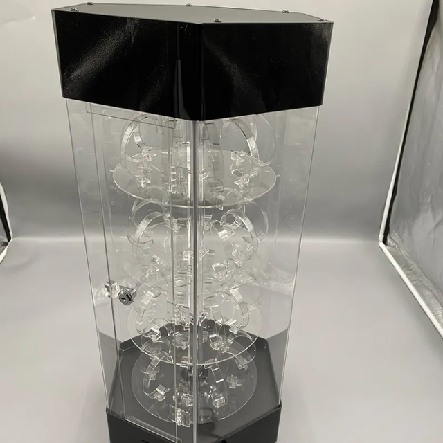 Customized Rotating Acrylic Vertical Watch Display Box With Lock Led Light 4-Layer Cabinet Display Stand