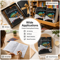 Impresión de Libros para Colorear Personalizados para Uso Comercial, Cubierta Brillante a Todo Color, Papel de Arte, Tamaño Personalizado, Páginas en Blanco y Negro, Encuadernación Perfecta, OEM