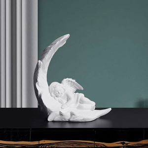 Statua <span class=keywords><strong>di</strong></span> angelo bianco tradizionale in resina carina con ali <span class=keywords><strong>di</strong></span> piume grandi per la casa Ecclesia da tavolo ornamento <span class=keywords><strong>di</strong></span> natale per le ragazze decorazione - Product Image 6