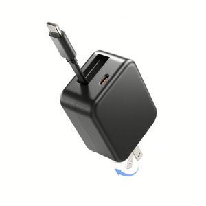 NEWEST Fast Charging Travel Adapter PD20W Foldable US <b>Plug</b> With Retractable Cable Type C Wall Charger for IP 16 15 Android Phone - Product Image 1