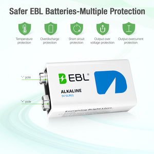 Pilas EBL de 9 Voltios, Paquete de 2, en Blíster, Alcalinas, Ultra Duraderas, con 7 Años de Vida Útil - Product Image 4