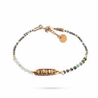 Bracelet perlé multicolore personnalisé EDGE avec breloque barre dorée, réglable, bijoux délicats pour femme