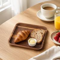 Plateau de service carré en bois d'acacia 17 cm, petit plateau à thé, à collation ou à dessert, logo personnalisé, vente en gros
