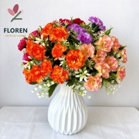 FLOREN Bouquet de fleurs artificielles en soie au toucher réel, carnations mélangées, aspect naturel et réaliste, pour mariage, décoration intérieure, cadeau