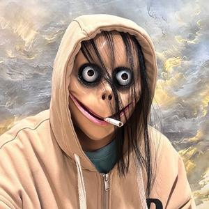 قناع الرعب هالوين مع شعر طويل قناع شبح تأثيري للرجال أقنعة الفم على شكل حرف V مضحكة للحفلات لوازم صعبة - Product Image 4