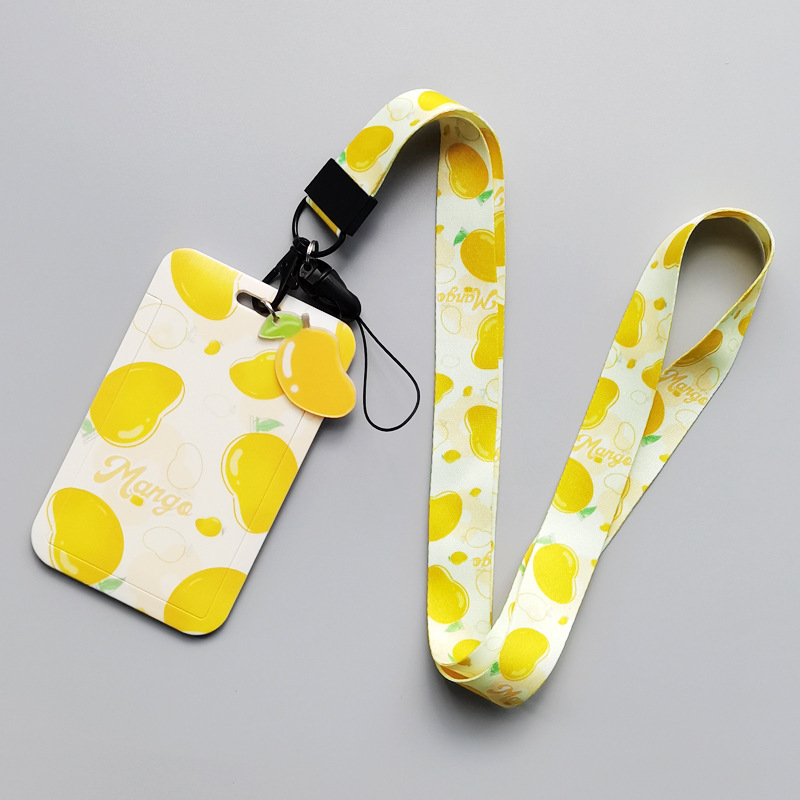 Hot Sale Fashion Fruit Avocado Strawberry Card Holder Custom Anti-Lost Campus Plastic Card Case Promotional Gift Phone Lanyards Image 2