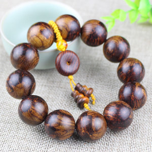 สร้อยข้อมือไม้โรสวูด 20 มม. ลูกปัดกลม 12 ชิ้น เครื่องประดับพิธีกรรมทางศาสนา ของสะสมโบราณ - Product Image 2