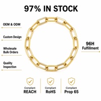 Bracelet Chaîne Trombone en Acier Inoxydable Plaqué Or 18K pour Femme, Bijou Tendance et Élégant, Prêt à l'Expédition, Vente en Gros, Nouveauté et Offre Spéciale