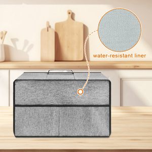 Microwave Oven Dust Cover Gray Fabric Waterproof Kitchen Appliance Protector For Freestanding Use - Product Image 3
