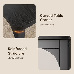 ชุดโต๊ะอาหารสีดำ 5 ชิ้น สำหรับ 4 ที่นั่ง ชุดโต๊ะครัวพร้อมเก้าอี้หุ้มหนัง PU 4 ตัว - Product Image 2