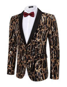 <span class=keywords><strong>Veste</strong></span> blazer à paillettes pour hommes, vestes de <span class=keywords><strong>smoking</strong></span> élégantes à un bouton pour fête, dîner et bal de promo - Product Image 3