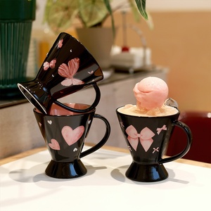 Shangen Porcelain Goblet Coffee Mug Waist-Thin High-Foot Design Modern <b>Simple</b> Style <b>Microwave</b> Dishwasher Safe High Temperature - Product Image 2