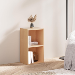 Étagère à livres en bois à 2 niveaux, bibliothèque autoportante haute pour salon, chambre, bureau, avec <span class=keywords><strong>rangement</strong></span> pour CD et vitrine - Product Image 2