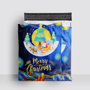 Bolsa de Embalaje de Poliéster Personalizada con Estampado Completo de Manzanas para Nochebuena, Bolsa de Envío para Ropa - Product Image 4