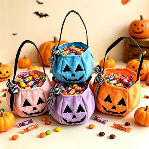 Nuevas Bolsas de Caramelos de Calabaza para Halloween, Cestas Pastel con Lazo, Cubos de Caramelos de Halloween para Niños, Bolsas de Regalo, Bolsas de Transporte - Product Image 1