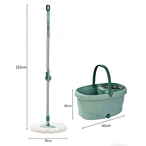 Ensemble serpillière rotative mains libres 360° en microfibre avec seau, double système d'essorage, anti-éclaboussures, vidange automatique, en acier inoxydable, certifié ISO CE, pour usage professionnel (OEM) - 10 ans d'expérience - Product Image 2
