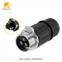 Connecteur d'alimentation industriel étanche IP68 50A 500V EW-LP28 en métal, 2/3 broches mâle/femelle, pour câblage électrique LED