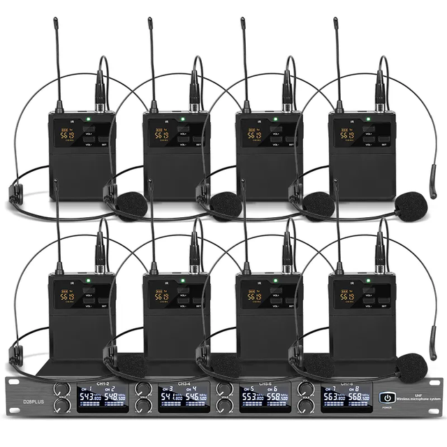 D28PLUS 8-Channel Wireless Lavalier Microphone System Dynamic Conference Microphone with Factory Price for Conferences
