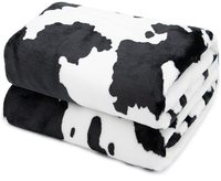 Couverture en peluche chaude et douce à motif vache noire, en polaire et flanelle, pour canapé, lit, voyage, décoration de chambre à coucher