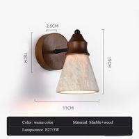 Lampe murale en travertin jaune Wabi-sabi, idéale pour le chevet, le comptoir de bar ou le couloir, avec un design moderne et un éclairage LED