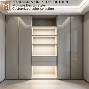 Armoire moderne de luxe en contreplaqué <span class=keywords><strong>brillant</strong></span>, autoportante, avec tiroirs modulaires, étagères réglables, grande capacité, porte noire - Product Image 2