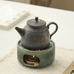 <b>Ceramic</b> <b>Tea</b> Warmer Base With Candle Holder For <b>Tea</b> Brewing And Aroma Enhancement Round Pottery Design Dehua Origin - Product Image 3