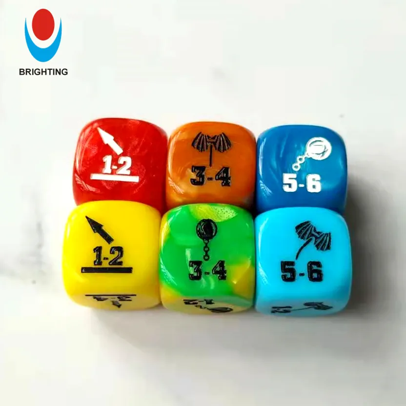 ODM OEM 16mm Perlenmarmor D20 D6 Swirl Gravur Logo Design Acryl-Spielzeug Familien-Set 7teiliges Brettspiel Komponenten individuelles würfelspiel