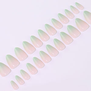 AIERFEI vente chaude <span class=keywords><strong>vert</strong></span> Ombre presse sur les ongles courts en forme d'amande ongles conseils couleur nue faux ongles - Product Image 4