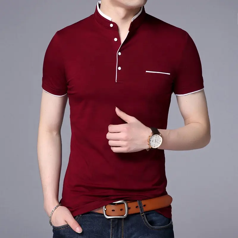 Summer Business Fit Button Polo T Shirt Digital Printing Mandarin Collar Short Sleeve Tees Casual Street Wear polo shirts