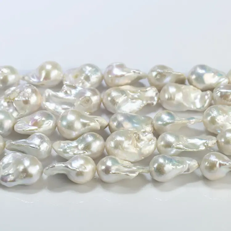 15x20mm big large size baroque fireball shape fresh water real natural freshwater white nucleated loose pearl strand beads