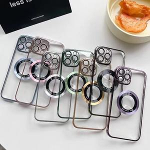 Boîtier de téléphone sans fil à chargement par galvanoplastie pour <span class=keywords><strong>IPhone</strong></span> 14 13 12 11 Pro Max Xr Xsmas 7 8 plus, transparent, avec LOGO PC, <span class=keywords><strong>coque</strong></span> souple - Product Image 3