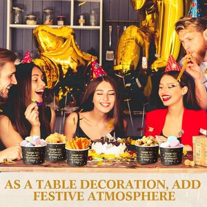 Lot de 50 bols à dessert à glace jetables à paroi unique de 8oz, noir et or, gobelets à biscuits et collations, bol à soupe en papier - Product Image 5