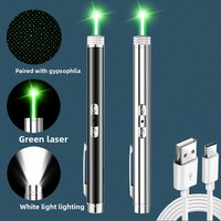 Lampe torche laser 2-en-1 ciel étoilé à lumière verte, rechargeable, en acier inoxydable, longue portée, pour extérieur, bureau et table de sable