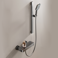 Ensemble de douche à main encastrable Construction en aluminium avec douchette haute pression, bras réglable et valve dissimulée