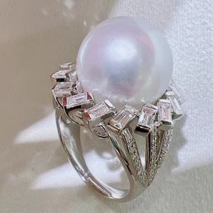 Bague en argent sterling S925 avec perle de 12-13 mm, design élégant et polyvalent, avec perle ronde légèrement imparfaite - Product Image 4