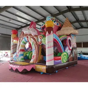 New arrival mini size sweet candy bounce house with slide for kids fun jump