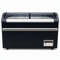 Refrigerador bajo mostrador con tapa de vidrio curvo, vidrio Low-E, verificado por SGS, 15 años de experiencia de fábrica, embalaje de espuma, R290, luz LED, comercial