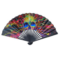 Meilleure vente : Éventail en tissu noir à imprimé léopard, style chinois, 23 cm, à baleines droites, cadeaux d'affaires, éventails colorés