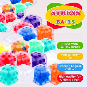 Decompression Squeeze Toy Fidget Sensory Mesh Ball Water <b>Bead</b> Squishy Balls Squeeze Cube Water <b>Beads</b> Ball for Kids - Product Image 4