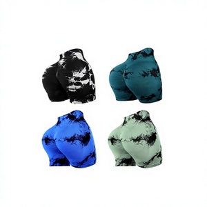Women High Waist Tie Dye Yoga <b>Shorts</b> Butt <b>Scrunch</b> Sports Biker <b>Shorts</b> Elastic Waist Activewear - Product Image 4