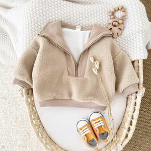 Maglietta in pile <span class=keywords><strong>rosa</strong></span> e kaki per neonati, bambini e bambine, unisex, calda, per l'inverno - Product Image 4