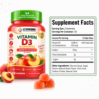 Gummies de Vitamine D3, Gummies de Vitamine D, Marque Privée, Supplément Personnalisé, 5000 UI par Portion, Vente en Gros, Emballage Personnalisé