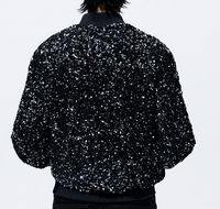 Nouvel arrivage blouson bombardier noir pour homme Faux cuir avec manches à paillettes détails avec blouson bombardier grande taille pour homme
