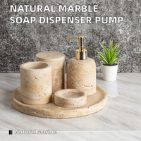 Distributeur de savon moderne en marbre pour salle de bain et cuisine - Accessoire pompe à lotion pour les mains en marbre naturel